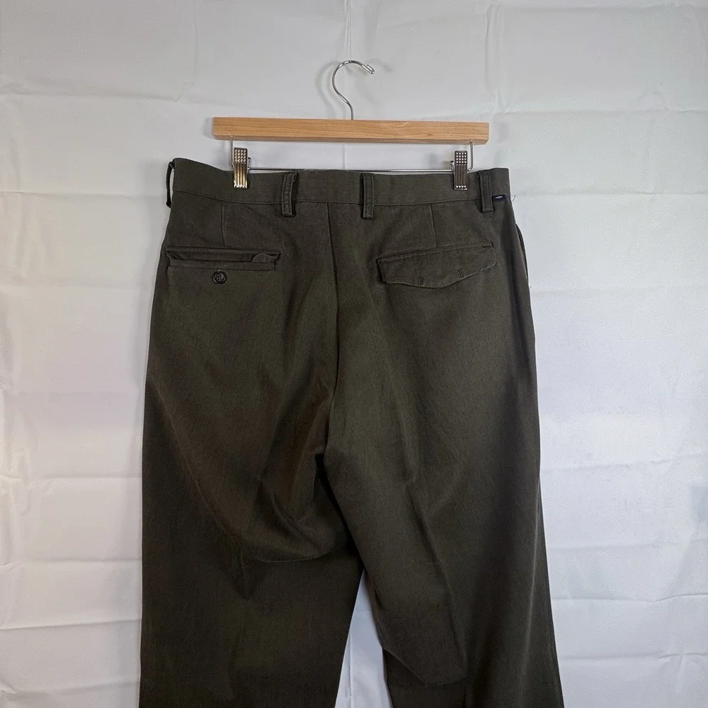 Dockers Pacific Collection Mens Khakis 34 Green Twill Straight Classic Flat 445